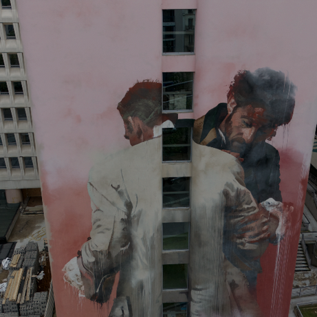 Team Event exploring colorful murals during the Paris Team Building Street Art Walk in the 13th arrondissement