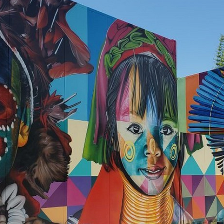 Class Trip Melbourne Street Art Tour — students posing in a colourful Fitzroy laneway