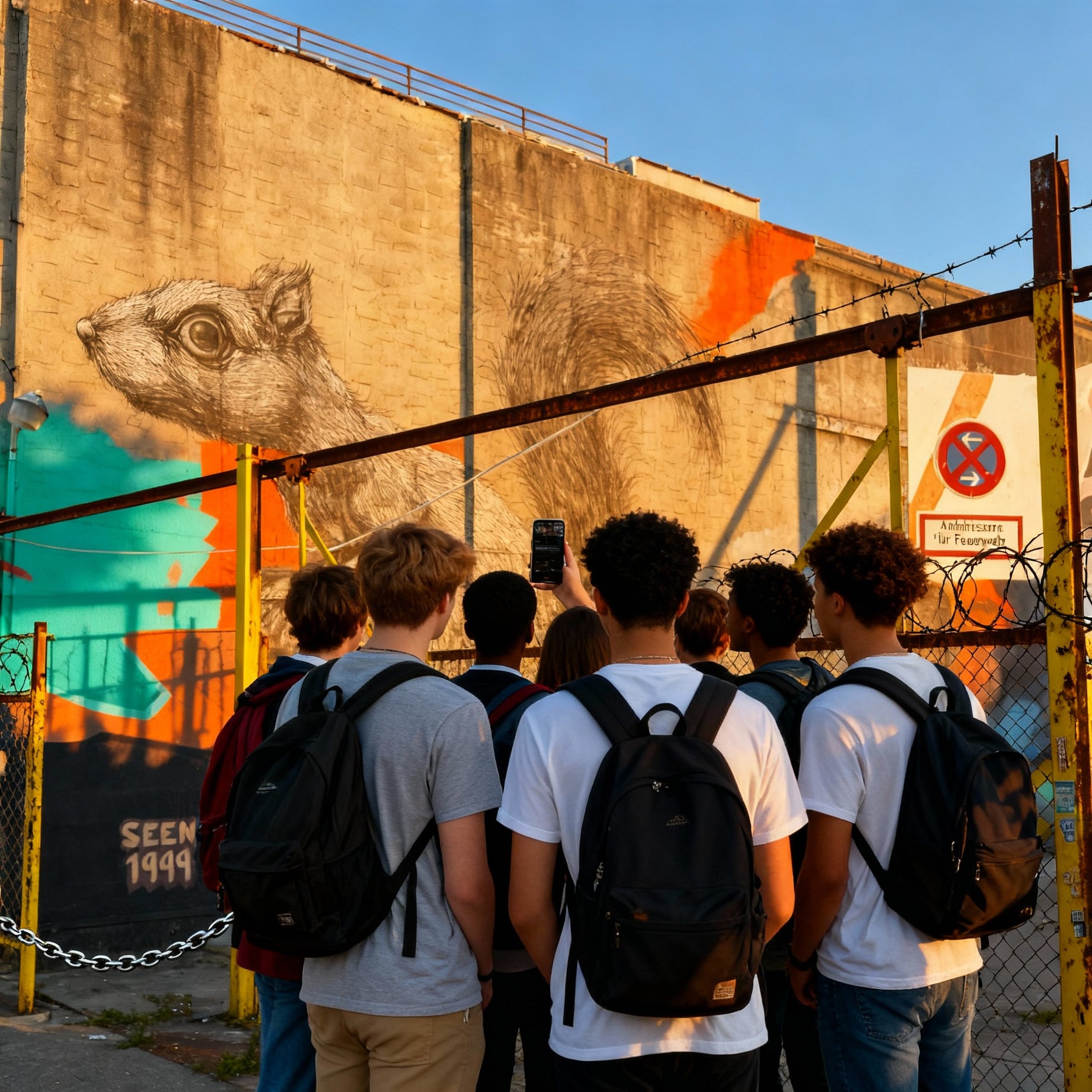 Class Trip Berlin Street Art Tour — students starting near U Schlesisches Tor